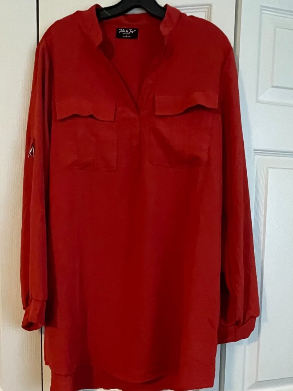 Jolie & Joy Women's Red Long Sleeve Tunic Top